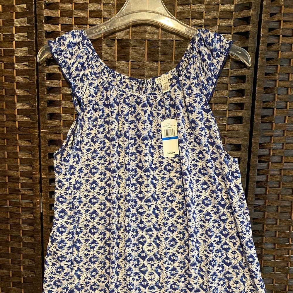 Blue and White Spense Top